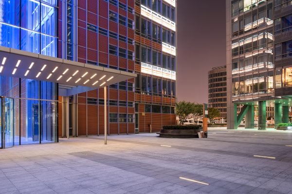 empty concrete square floor with shanghai cityscape